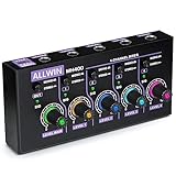 ALLWIN 4-Kanal Line Mixer, Mini Audio Mixer Low Noise DC5V 4in1out Unterstützung von Mono und Stereo für Sub Mixing, für Mikrofone/Gitarren/Bass/Keyboards/Mixer/Instrumente