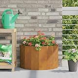 QJBSAVVA Halbrunder Pflanzkübel 60 x 30 x 35 cm Rostig Wetterfeststahl Moderne Blumentopf für Garten Terrasse Balkon Kräuterbeet Outdoor Robust und Langlebig