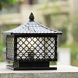 OWOHYG Außenpfostenleuchte Vintage E27 Säulenlampe Türpfostenleuchte Zaun Aluminiumguss Säulenlampe Terrassenleuchte Außen wasserdichte Stigmalampe Rasen Hoftor Pollerleuchte(One Color-Height: 55CM)