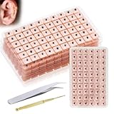 JUGUTA Akupunkturpflaster Set, 600 Stück + 1 Stößel + 1 Pinzette, pinke Karton & kupferfarbener Stößel, Standardgröße