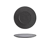 EINES Teller Abendessen Westernteller Steakteller Keramikteller Haushaltsdessertteller Runder Kuchenteller Teller Speiseteller der Empfangsparty(Black,12inch)