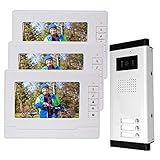 OBO Hands Zutrittskontrollkamera-Gegensprechanlage Verkabelt 7' Zoll-Monitor-Video-Tu¹rsprechanlage mit Turklingel fur 3 Apartments