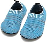 BARFULKER Hausschuhe Kinder Mädchen Hüttenschuhe Jungen Lauflernschuhe Baby Pantoffeln Bequem Leicht Rutschfeste Kleinkinder Lauflernschuhe Turnschläppchen Barfußschuhe Slippers(Blau,20/21 EU)