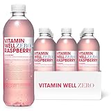 Geschmackvolles Vitamin Wasser mit Magnesium, Folsäure, Niacin – Zuckerfreies Getränk, angereichert mit essenziellen Nährstoffen, 12 x 500ml inkl. Pfand (Zero Raspberry)