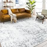 Capslpad Grau Abstrakt Teppich Wohnzimmer 160x230cm rutschfest Kurzflor Kunstwolle Schlafzimmer Teppich Waschbar Minimalistisch Bettvorleger Teppiche für Wohnzimmer Schlafzimmer Büro Bereich Dekor