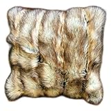 Fur Accents Kissenbezug, 40,6 cm, quadratisch, braunes geripptes Fuchs-Kunstfell, zweiseitig, Sofa, Stuhl, handgefertigt, USA