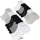 Mowenti Sneaker Socken Damen 35-38 Kurze Baumwollsocken Sportsocken 10 paar Streifen Punkten-8205