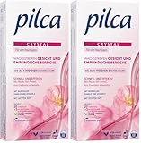 Pilca Kaltwachsstreifen für das Gesicht - Enthaarungsstreifen auch für empfindliche Stellen - 2er Pack (1 x 20 Stück gebrauchsfertige Kaltwachsstreifen ohne Erwärmen + 4 Pflegetücher)