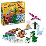 LEGO Classic Kreative Dinosaurier, Bauset mit Modellen und Tierfiguren aus Steinen, fantasievolles Spielerlebnis, Geschenk für Jungen und Mädchen ab 5 Jahren, inklusive T.Rex und Triceratops 11041