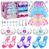 Dreamon Prinzessin Schuhe Mädchen, Stöckelschuhe Kinder Prinzessinnen Schuhe Kostüm Kinder Faschingskostüme Spielzubehör Weihnachten Geschenk Für 3 4 5 6 Jahre