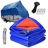 Strapazierfähige, 100 % wasserdichte Plane – UV- und temperaturbeständige Outdoor-Abdeckung mit Ösen – reißfeste Mehrzweckplane für Camping, Hühnerhaus und Regenschutz (6 x 15 m)