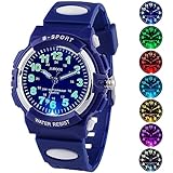 Juboos Neue 7-Farbige Kinderuhren, Kinderuhr Jungen Mädchen Analog Quartz Uhr mit Armbanduhr Kautschuk Wasserdicht Outdoor Sports Uhren 5-16