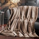 Delindo Lifestyle Webpelzdecke Milton, kuschelige Kunstfell Wohndecke, flauschig weiche Kuscheldecke, beige, 220x240 cm