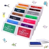 Fisynug 15 Farben Stempelkissen Bunt Abwaschbar DIY Fingerstempel Fingerabdruck Set zum Basteln von Karten und Scrapbooks