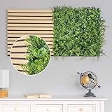 JELLE & JACOB Akustikpaneel Holz-Furnier Eiche 52x52 cm & künstliche Pflanzenwand auf schwarzem Akustik-Filz, 2er Set - angenehme Raumakustik & Deko in skandinavischem Design