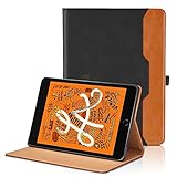 Hülle für iPad Mini 7.9 Zoll, iPad Mini 5/4/3/2/1 PU Leder Schutzhülle mit Tasche und Stifthalter, Auto Schlaf/Aufwach Funktion Smart Cover mit Stand Funktion - Schwarz