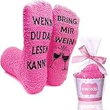 RSVOM Kuschelsocken, Lustige Damen Geschenke für Frauen Weinliebhaber, Wenn du das lesen Kannst Bring mir Wein Antirutsch Socken Witzige Geburtstagsgeschenk für Freundin Valentinstag