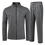 AjezMax Jogging Anzug Herren Winter Fitnessanzug Joggingjacke Trainingshose Sportanzug Freizeit Jogginghose Bequem Trainingsanzug mit Reißverschluss XL Dunkelgrau