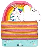 moses. Gummitwist Rainbow, Hüpfgummi für Kinder mit Glitzergarn, Kinderspiel für drinnen und draußen, inklusive Hüpfspiel Anleitung 38132 Bunt