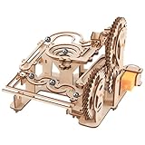 HOTUT Murmelbahn Trackball Modell Bausatz,253 Stück 3D Puzzle Holz Set,Wasserdorf Mechanische kugelbahn Holzpuzzle für Kinder 8 Jahre und älter und Erwachsene