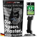 CherryCrow® - Die Nasenpflaster | (30 Stück) Premium Schwarz Nasal Strips für besseres Atmen 100% Hautverträgliche Pflaster - Leistungsfähigkeit und besserer Schlaf Sport Anti Schnarchen Streifen