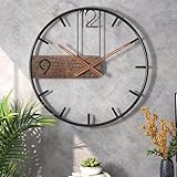 GUDEMAY Wanduhr Vintage Große XXL Ø 40 cm Durchmesser - Retro Landhausstil Lautlos ohne Tickgeräusche Wand Uhr - Dekorative Metall Wanduhren für Wohnzimmer, Küche, Schlafzimmer - Schwarz/Braun