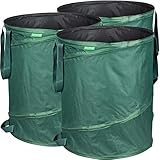 GardenMate 3x Pop-up Gartensack 160l - Selbstaufstellend aus robustem Polyester Oxford 600D Gewebe