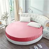 Seide-Spannbetttuch für Hotel-Wasserbett-Matratzen, atmungsaktiv und weich, Rundbett-Matratzenschoner in Blau (180 cm Durchmesser)