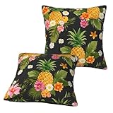 Hzhuaoeg Kissenbezug mit tropischem Ananas-Motiv, Hawaii-Druck, Kissenbezüge für Couch, Wohnzimmer, Sofa, Bett, 2 Stück, 45,7 x 45,7 cm
