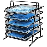Briefablage für Büro, Dokumentenablage aus Metall, 5-Tier Schreibtisch Organizer, Papierablage, Briefkorb, Ablagefächer Stapelbar, Briefschublade, Büro Organizer für Büro Schule