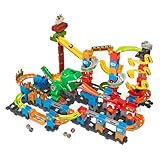 VTech Marble Rush - Dino Adventures Magnetic Set XL400 E – Interaktive Murmelbahn mit spannenden Bahnelementen und verschiedenen Aufbaumöglichkeiten – Für Kinder von 4-12 Jahren