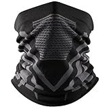 Schlauchschal, Halbe Sturmhaube, Fahrrad Maske Winter, Halstuch, Motorrad Gesichtsmaske, Atmungsaktive Sturmmaske für Laufen, Fahrt, Ski - Herren Damen - Schwarz Grau