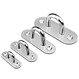 Generisch 2 Stück Edelstahl Augplatte,9mm Decksplatte Edelstahl/Befestigungshaken/Augplatte Edelstahl/Wandhaken für Hängesessel Sonnensegel und Vieles Mehr