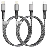 KINPEE USB C Lightning Kabel 1M 2Pack[MFi Zertifiziert], iPhone Ladekabel USB C Schnellladekabel Nylon iPhone Kabel Lightning Kabel Type C für iPhone 14/13/12/11/X, Pad Pro/Air/Mini, AirPods