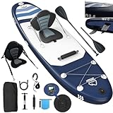 Devoko Stand Up Paddling Board, Aufblasbares SUP Board 320cm *80cm*15cm, 2-in-1 Stand Up Paddle Mit Sitz und verstellbarem Paddelbrett, Bis 160kg, Ideal zum Surfen, Angeln, Yoga, Dunkelblau