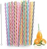 Redreo 25PCS Wiederverwendbare Strohhalme, Farbige Strohhalme Plastik mit Strohhalmbürste, Spülmaschinengeeignet strohhalme plastik, Trinkhalme für Smoothies, Saft, Cocktail, Heißgetränk