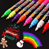 WECUTE 8 Farben Kreidestifte für Tafel Abwaschbar, 3mm Neon Kreide Stifte für Fenster Abwischbar, Tafelkreide Bunt für Glas & windows, Whiteboard Marker (3 mm – 8 Farben)