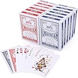 LotFancy 12er Pokerkarten Set, Spielkarten in 54 Karten, Poker Kartendeck, Profi Playing Cards für Texas Holdem, Poker, Blackjack, Bridge (blau und rot)