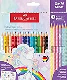 Faber-Castell 201543 Colour Grip Buntstifte für Kinder, 24er-Buntstifte-Set, 6 Pastelltöne, Malstifte mit Grip und dreieckigem Schaft, wasserlöslichen Pigmenten, leicht auswaschbar und bruchsicher