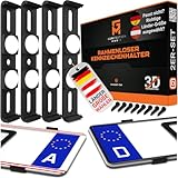 GENMAG® Kennzeichenhalter Rahmenlos [Legal & Universal] Nummernschildhalterung Auto | Kennzeichenhalterung Rahmenlos | Nummernschildhalter | Rahmenlose Kennzeichenhalter Österreich & Deutschland