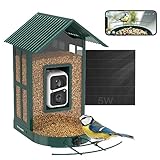 SOLIOM Vogelhaus mit Kamera,Vogelfutterspender für den Hinterhof, Vogelfutterhaus mit Video Aufnehmen,WiFi Kamera Smart Vogelfutterautomat mit Solarpanel Stromversorgung & KI-Vogelerkennung BF08