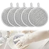 TPTGIAR 5 Stück Spülschwamm Waschbar, Multipurpose Schwamm Küche, Doppelseitens Draht Schwämme Küche, Wiederverwendbar Küchenschwamm, Putzschwamm Stahlschwamm für Kochherde Töpfe und Pfannen