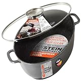 STONELINE Grillpfanne 32 x 32 cm, Aluguss Pfanne antihaftbeschichtet mit echten Steinpartikeln, Große Pfanne Induktion backofengeeignet, Steak Pfanne Eckig, Schwarz
