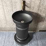 CAFIEDR Freistehendes Badezimmer-Waschbecken mit Sockel, Art Hotel Home, Waschtischunterschrank im Industriestil mit Becken, Waschtischunterschrank, bodenstehend, unter(Sier ohne Spiegel)