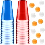 Bierpong Becher Set, 500ML Beerpongbecher Enthält 50 Becher und 12 Tischtennisbälle, Beer Pong Becher, Wiederverwendbare Partybecher für Weihnachten Party Geburtstag Festivals Camping (50PCS)