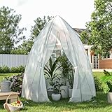 Amopatio Foliengewächshaus Überwinterungszelt 160x180cm, Gewächshaus für Pflanzen, Tomatengewächshaus mit verstärkter PE-Abdeckung/Mesh-Fenster/Rolltor/Geschliffene Nägel, Wetterfest Pflanzenhaus