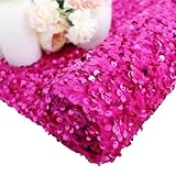 FUHSY Paillettenstoff in Hot Pink, ca. 2 Meter, Stretch-Samtstoff, Fuchsia, Polsterstoff, Samt, Pailletten zum Basteln, glitzerndes Material, Kleiderstoff, Paillettenstoff, Nähstoff für Geschenke