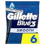 Gillette Blue3 Smooth Einwegrasierer Männer, 6 Rasierer mit 3-fach Klinge, Nassrasierer mit 40° beweglichem Schwenkkopf, Gleitstreifen mit ComfortGel-Technologie