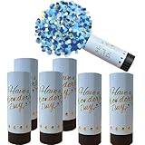 Konfetti-Kanonen, biologisch abbaubar, für Hochzeit, Party, 11 cm, Blau, 6 Stück