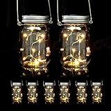 Relaxdays Solar Glas 2er Set, je 8 LED im Einmachglas, Stellen oder hängen, Solarleuchte für den Garten, transparent, Klar